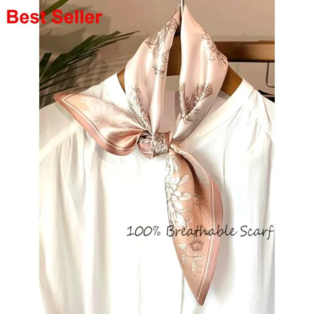 100% Mulberry Silk Scarf Lightweight Square Neckerchief Wrap